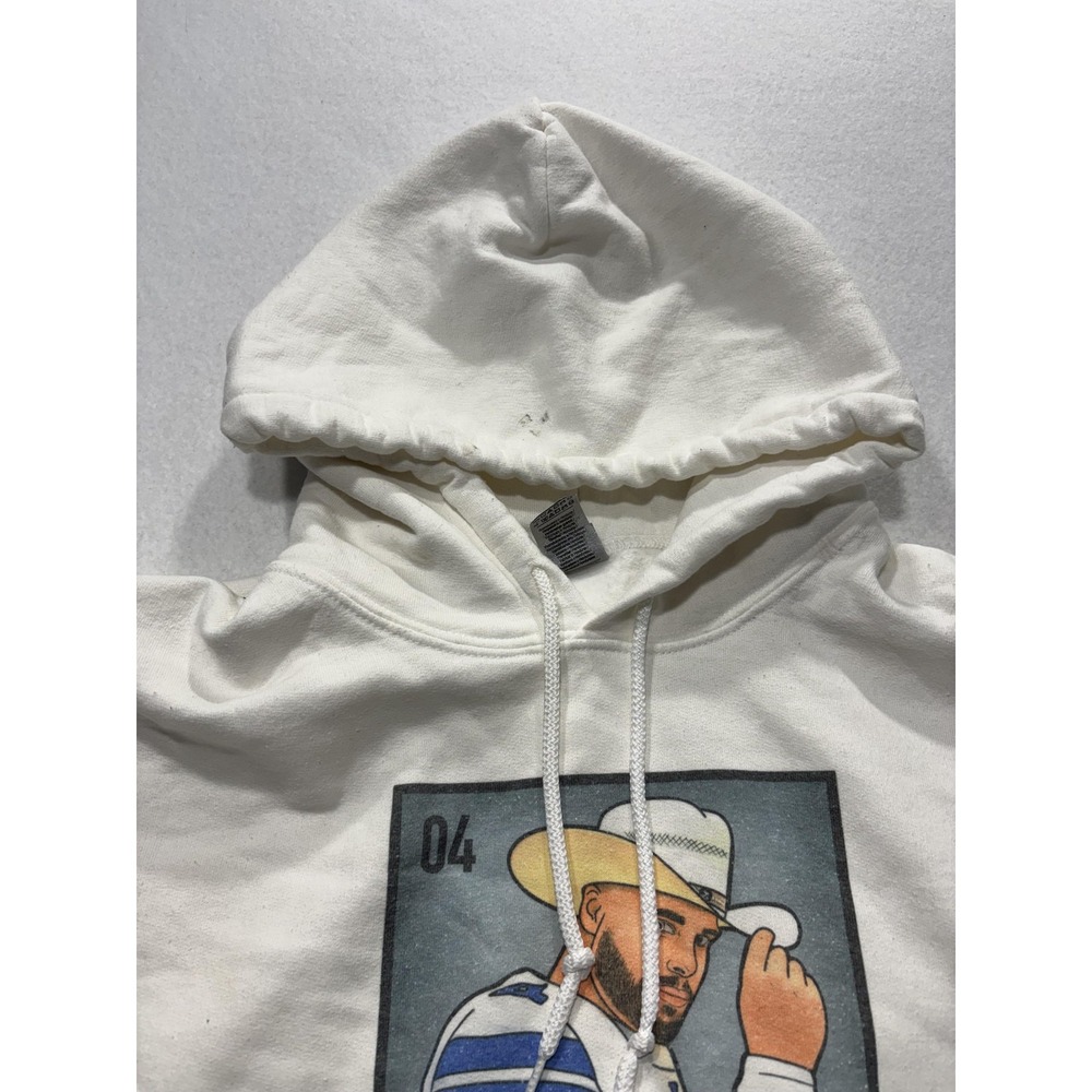 Gildan Hoodie Mens Large White El Dak Cowboy Graphic Fleece Pullover Football - Picture 2 of 11
